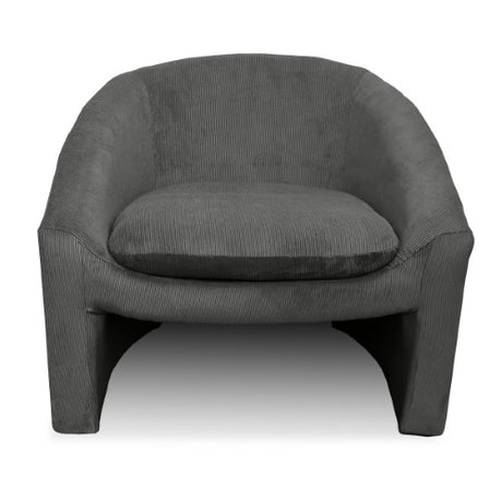 Stylish black corduroy occasional chair with solid wood frame, perfect for adding comfort and elegance to any space.