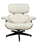 Elegant Eames Relax Chair in white boucle, featuring timeless style, soft upholstery, and sturdy construction for ultimate comfort.