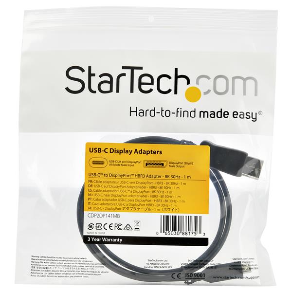 1 m (3.3 ft.) - USB-C to DisplayPort Adapter Cable - 8K 30Hz