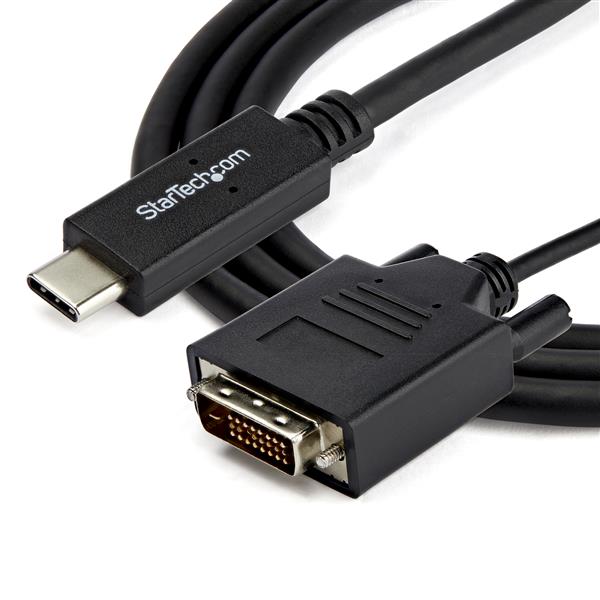 USB-C to DVI cable, 1 m long, supports 1920 x 1200 resolution for seamless monitor connections; perfect for home or office.