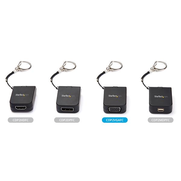 Portable USB C to VGA Adapter with Keychain - 1080p