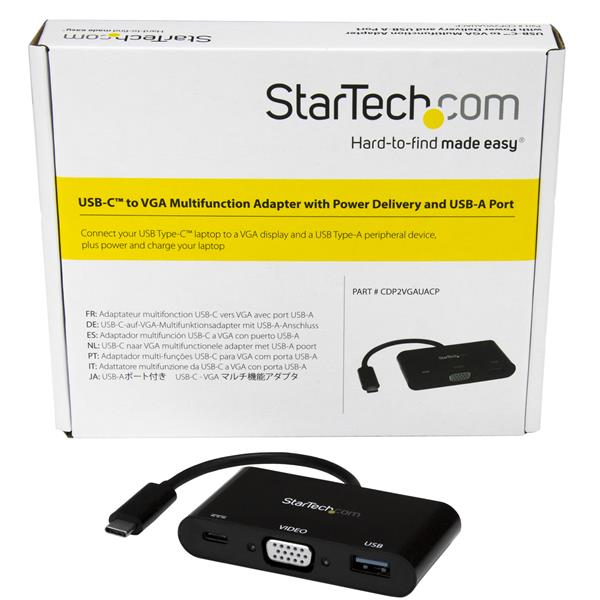 USB-C to VGA Multifunction Adapter with Power Delivery and USB-A Port