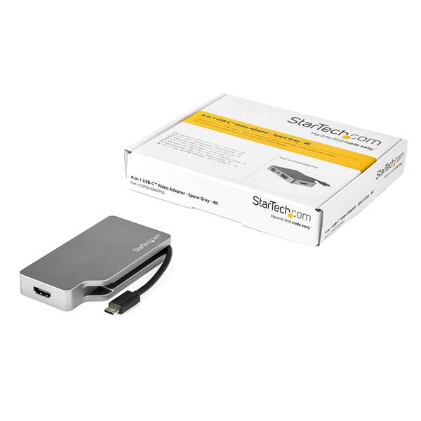 USB-C Multiport Video Adapter - 4-in-1 USBC Adapter Space Gray