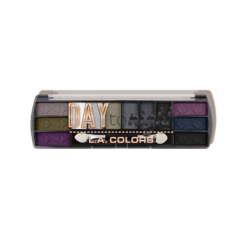 LA Colors Nightfall eyeshadow palette featuring 12 versatile shades for effortless day-to-night makeup transitions.