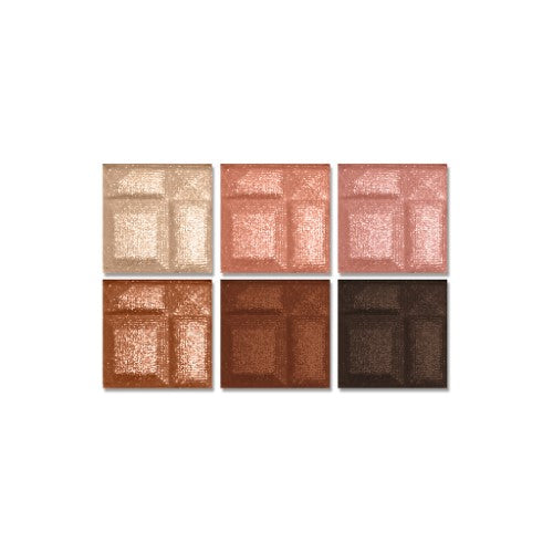 Six versatile, earthy eyeshadows in a palette, perfect for natural or dramatic eye looks, with smooth application and included applicator.