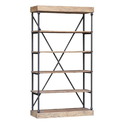 Medium Bookcase - Reclaimed Elm/Iron (1.17 X 45cm X 2.13m)