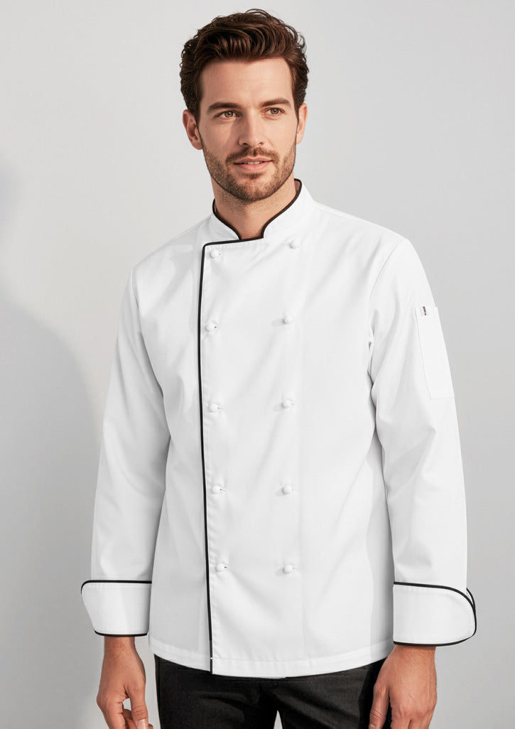 Al Dente Mens Long Sleeve Chef Jacket - White/Black