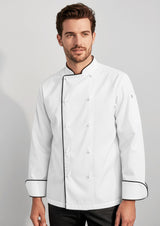 Al Dente Mens Long Sleeve Chef Jacket - White/Black