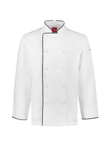 Al Dente Mens Long Sleeve Chef Jacket - White/Black