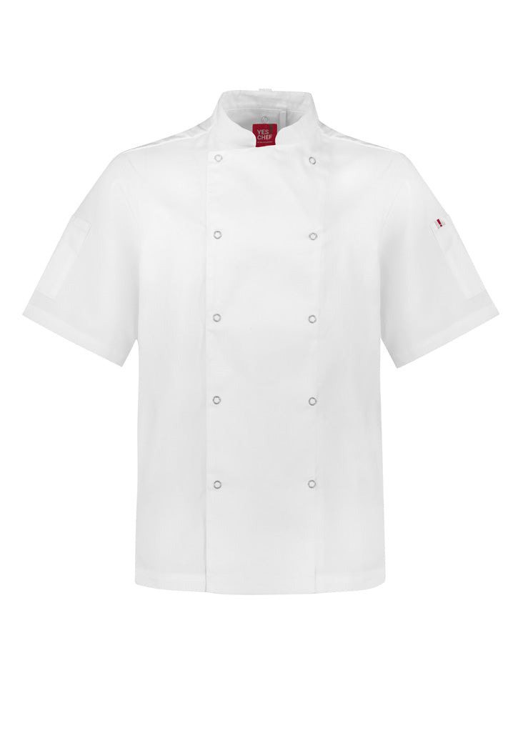 Zest Mens Short Sleeve Chef Jacket - White