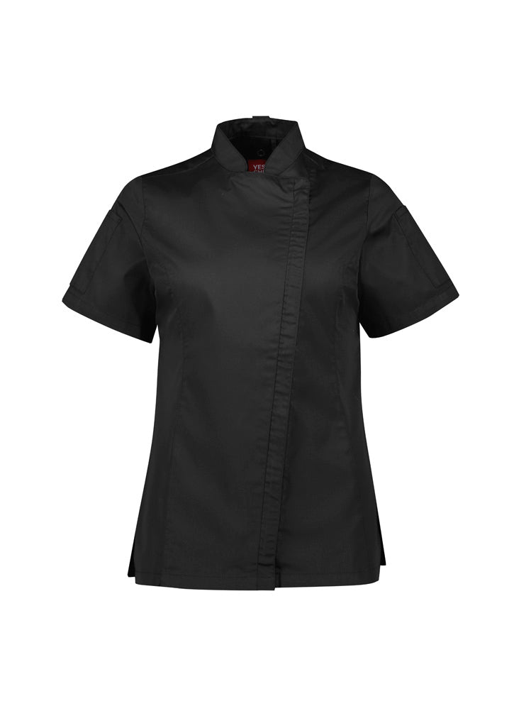 Alfresco Womens Short Sleeve Chef Jacket - Black