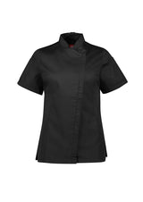 Alfresco Womens Short Sleeve Chef Jacket - Black