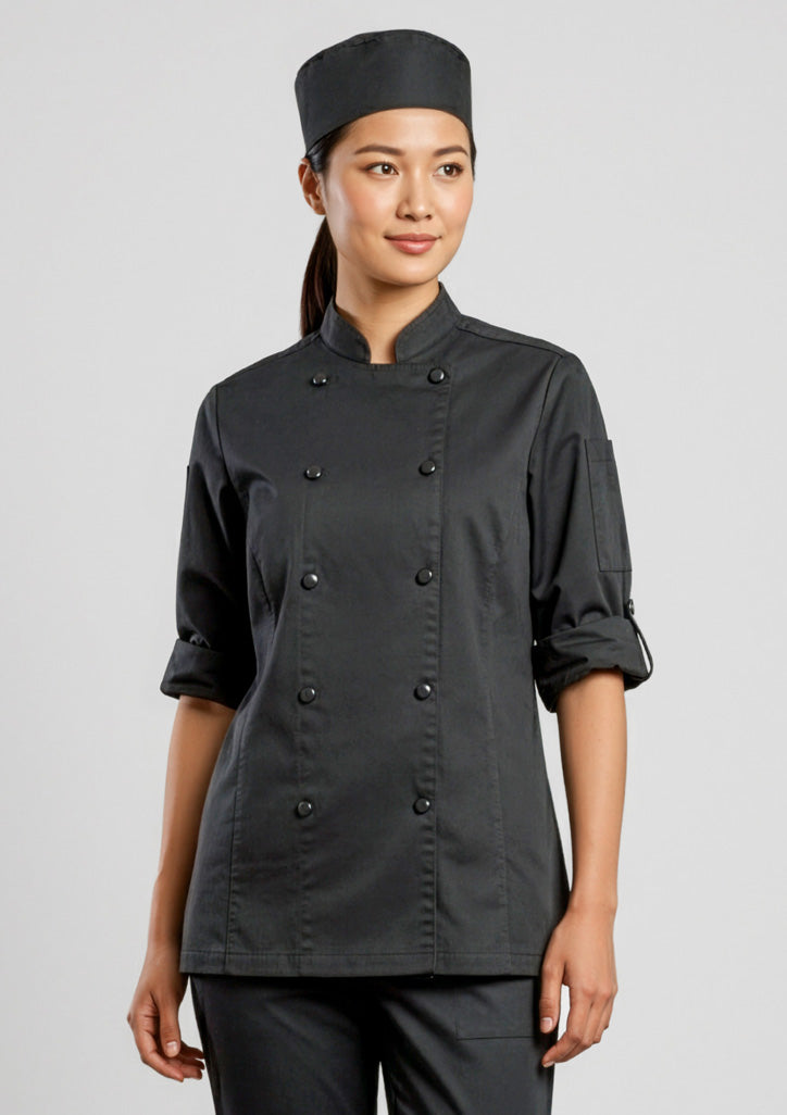 Gusto Womens Long Sleeve Chef Jacket - White