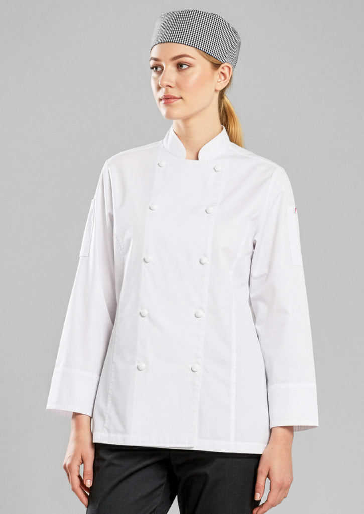 Gusto Womens Long Sleeve Chef Jacket - White