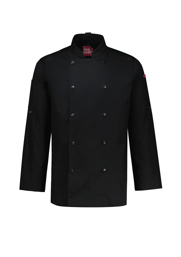 Gusto Mens Long Sleeve Chef Jacket - Black
