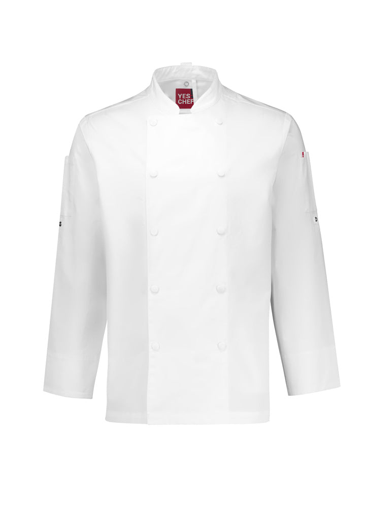Gusto Mens Long Sleeve Chef Jacket - White