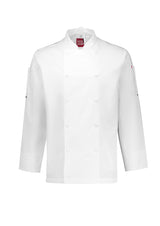 Gusto Mens Long Sleeve Chef Jacket - White