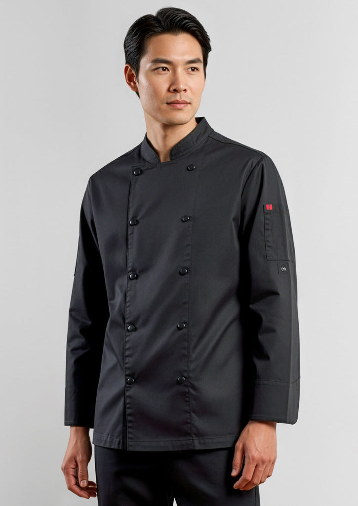 Gusto Mens Long Sleeve Chef Jacket - White