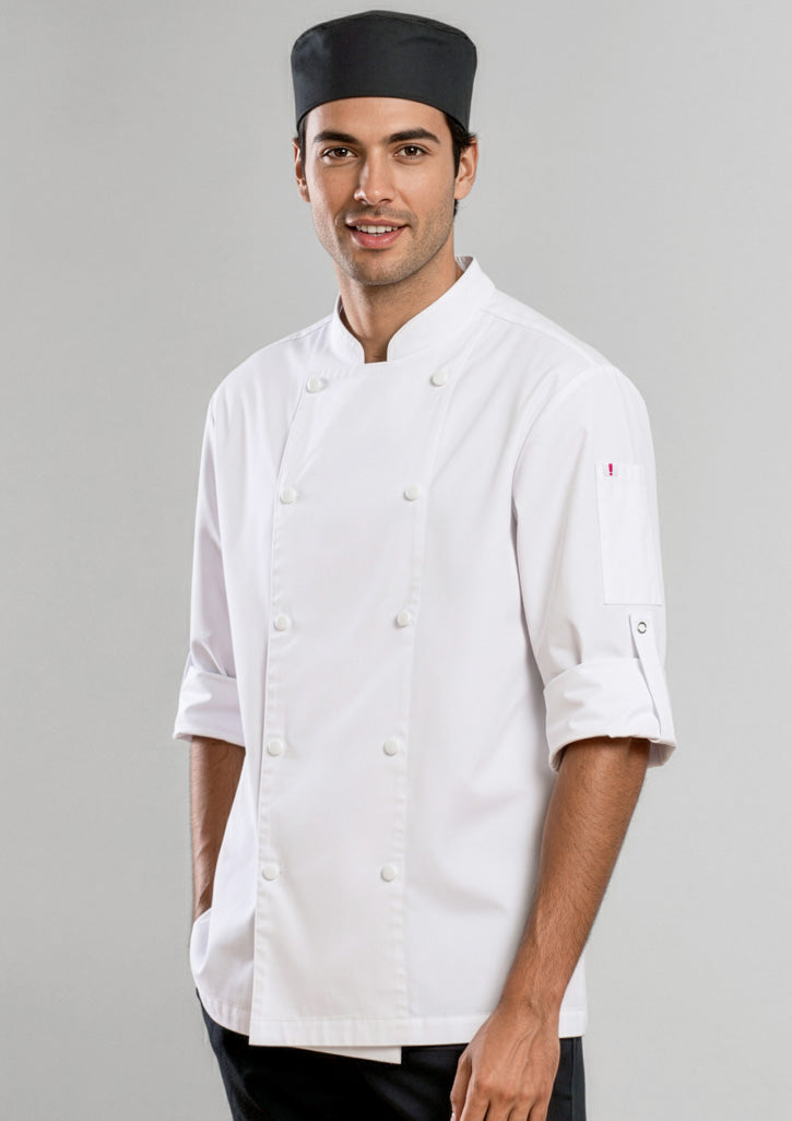 Gusto Mens Long Sleeve Chef Jacket - White