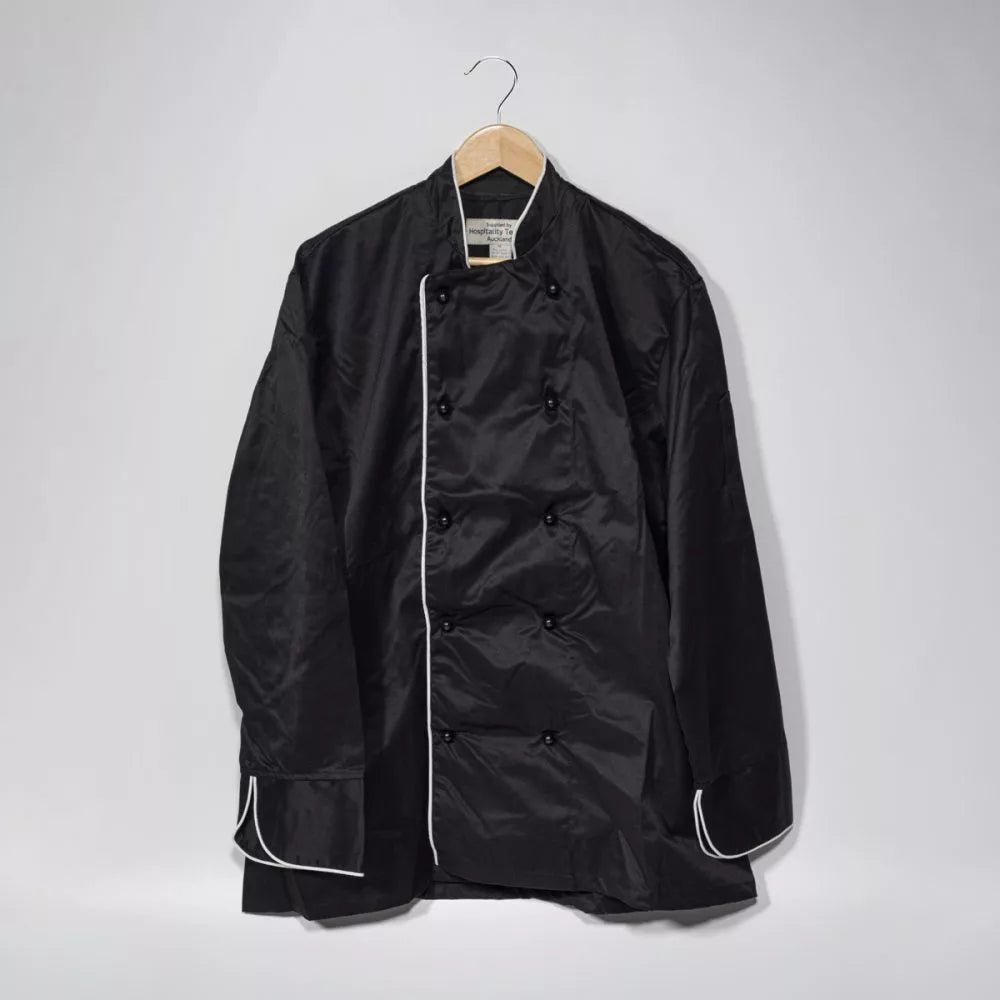 Chef Jacket - Serve Long Sleeve Piped Black (XL)