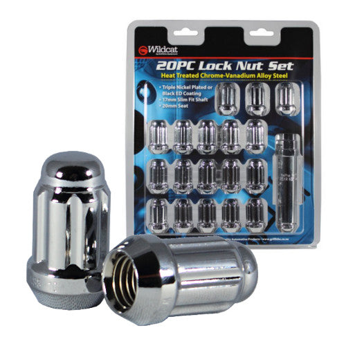 Lock Nut Set Thin Shaft Pack 20 Chrome - 1.25 (Wildcat)