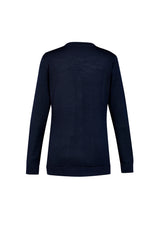 Button Front Womens Knit Cardigan - Navy