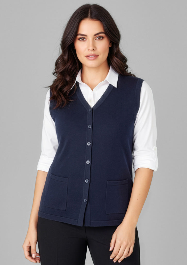 Button Front Womens Knit Vest - Charcoal