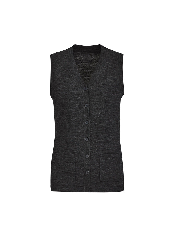 Button Front Womens Knit Vest - Charcoal