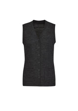 Button Front Womens Knit Vest - Charcoal