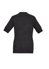 Zip Front Womens Short Sleeve Knit Cardigan - Charcoal