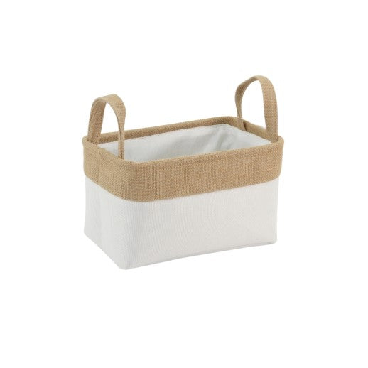 Small Rectangle White Jute Bag with Handles