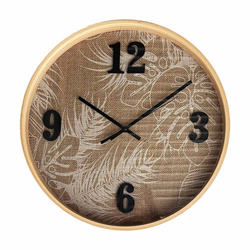 Ashley Clock Printed Linen Natural Frame 40x40x5cm