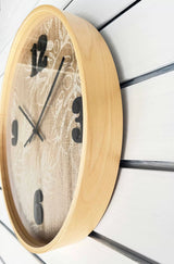 Ashley Clock Printed Linen Natural Frame 40x40x5cm