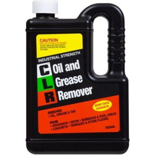 Clr Oil & Grease Remover 750ml bottle designed for efficient removal of tough oil and grease stains from various surfaces.