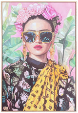 Contemporary Frida Natural Framed Canvas Wall Art 80x120cm