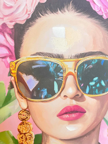 Contemporary Frida Natural Framed Canvas Wall Art 80x120cm