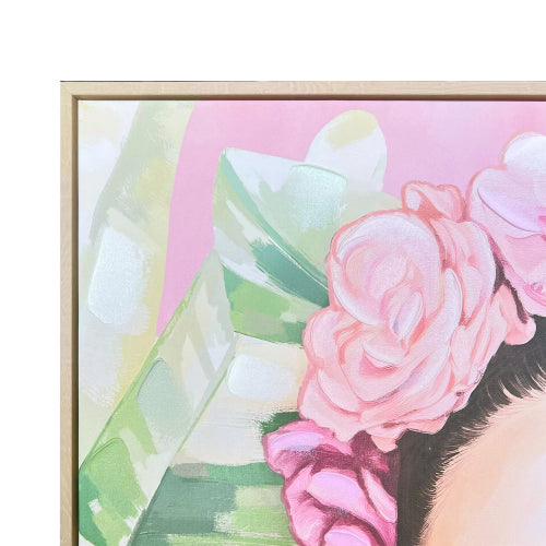 Contemporary Frida Natural Framed Canvas Wall Art 80x120cm