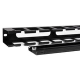 1U Horizontal Finger Duct Rack cable management panel with cover for organized cabling, removable cover, and sturdy steel design.