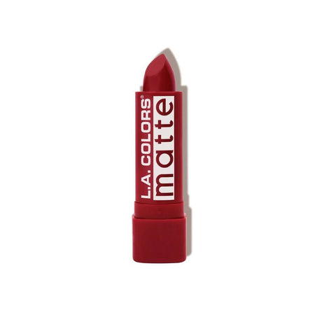 LA Colors Matte Lip Color in Relentless Red, featuring a non-drying formula with contour tip for precise application.