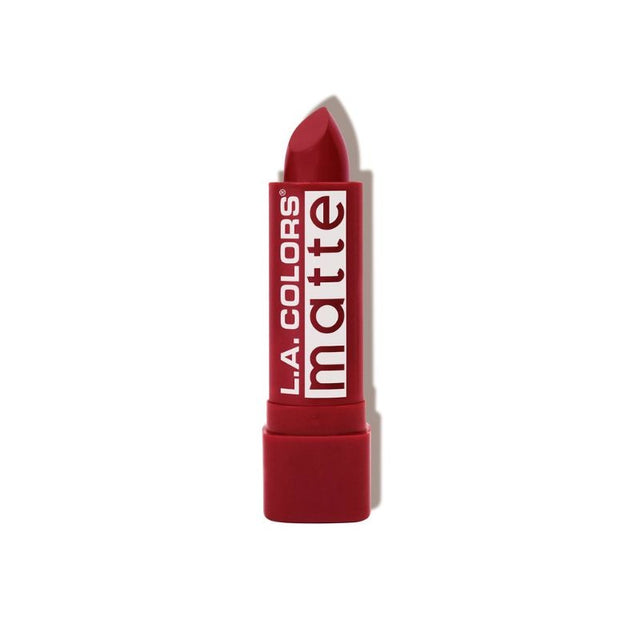 LA Colors Matte Lip Color in Relentless Red, featuring a non-drying formula with contour tip for precise application.