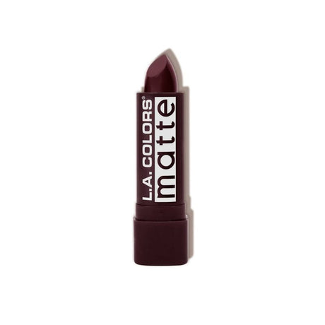 LA Colors Matte Lip Color in Maroon features a bold hue, enriched with Aloe Vera and Vitamin E for hydration and precise application.