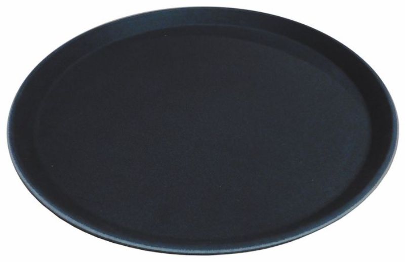 ROUND SERVING TRAY - NON SLIP BLACK (400MM)