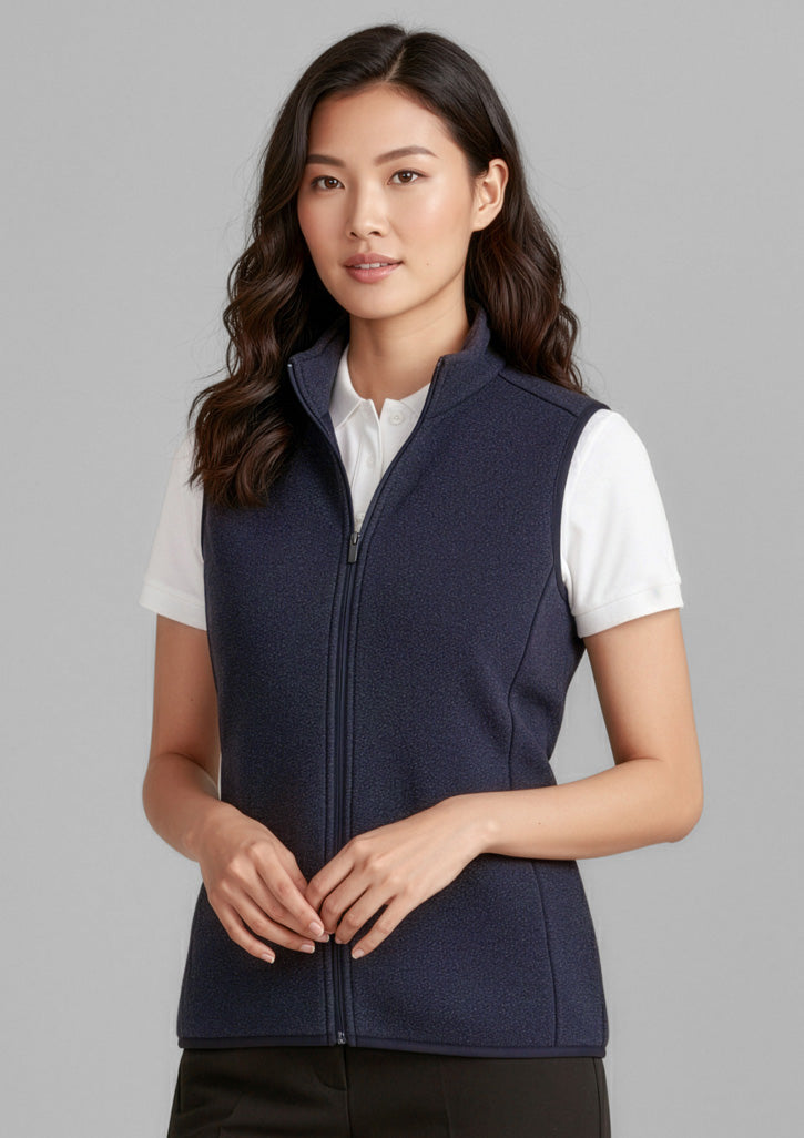 Nova Womens Zip Front Vest - Black Marle