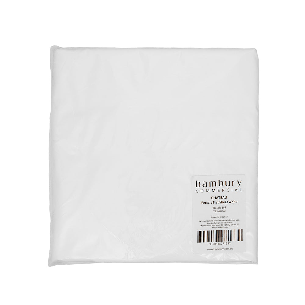 Luxurious white fitted sheet for King Single beds, made of cotton and polyester for comfort and durability.