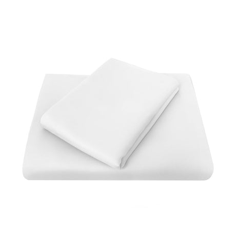 Bambury Chateau White fitted sheet for King Single beds, 48% cotton blend, extra-wide, snug fit, easy-care, machine washable.