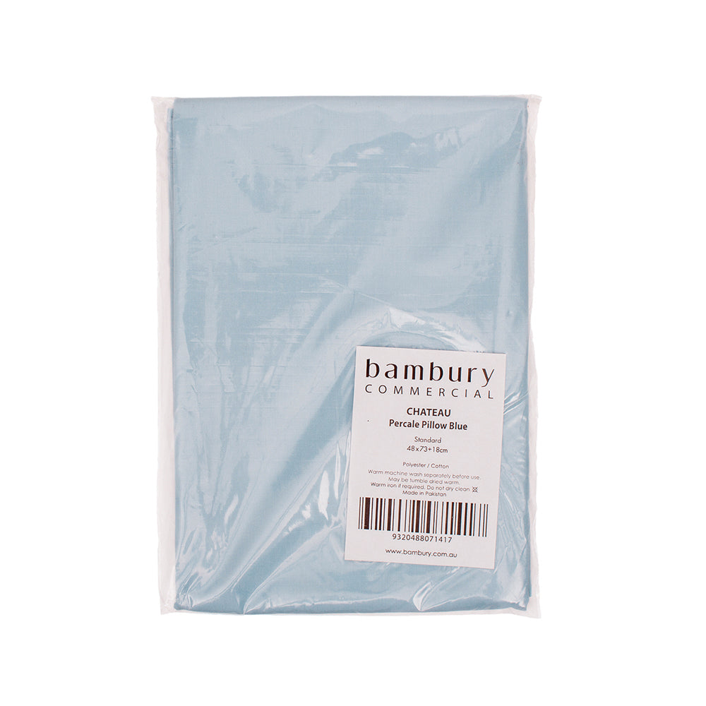 Elegant blue standard pillowcase from Bambury, soft cotton-polyester blend for comfort and durability, perfect for stylish bedding.