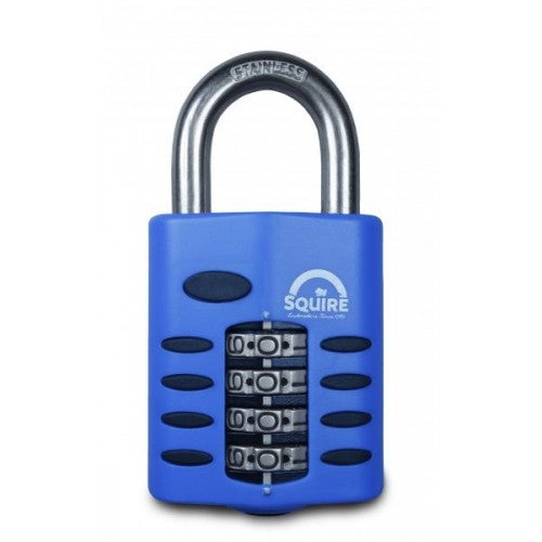 Stainless steel combination padlock with 4 wheels, 10,000 combinations, ideal for gates, sheds, and doors.