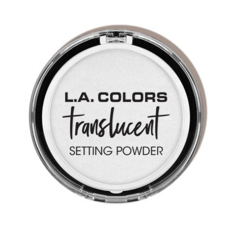 LA Colors Translucent Setting Powder for a velvety matte finish, controls shine, and enhances makeup durability. Fragrance-free formula.