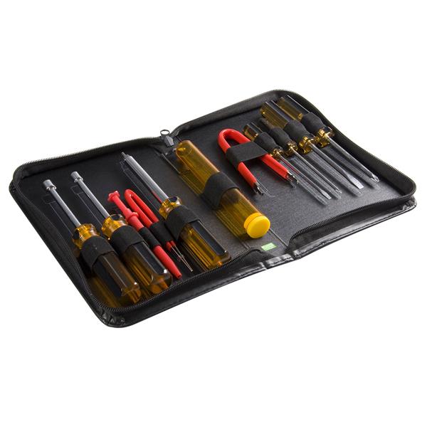 11-piece PC tool kit with precision tools, anti-static straps, and durable case for efficient computer repairs and upgrades.