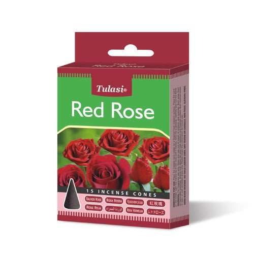 Incense - Tulasi Red Rose Cones (Set of 12)